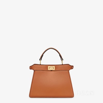 Peekaboo ISeeU Petite手袋 棕色带夹层纳帕皮革手袋