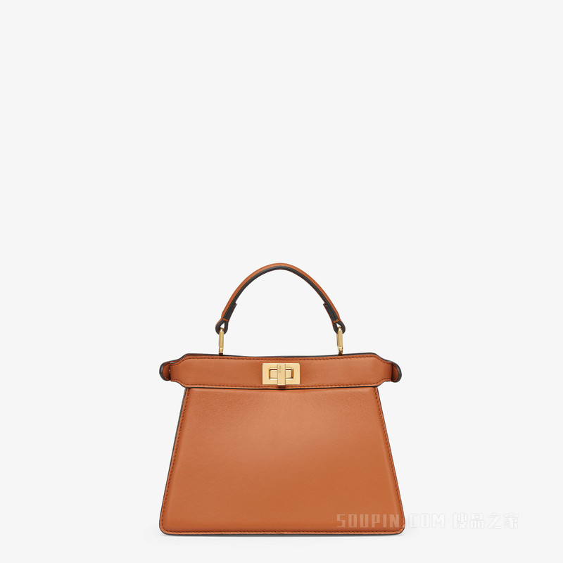 Peekaboo ISeeU Petite手袋 棕色带夹层纳帕皮革手袋