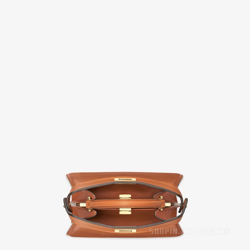 Peekaboo ISeeU Petite手袋 棕色带夹层纳帕皮革手袋