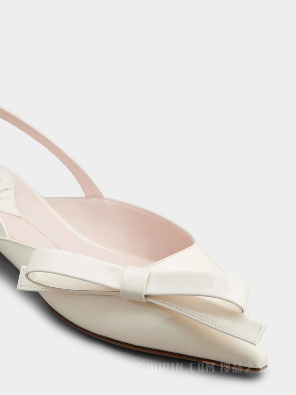 Slingback Bow Ballerinas in Patent Leather 奶油色