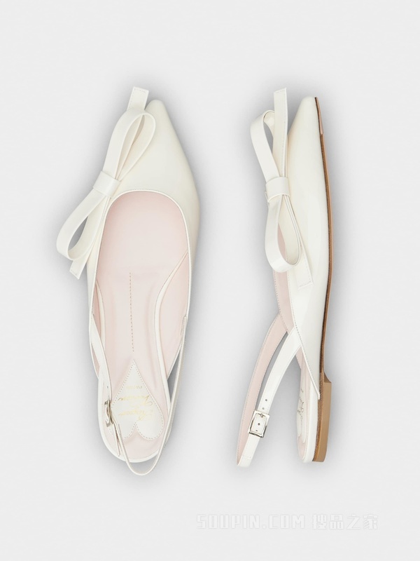 Slingback Bow Ballerinas in Patent Leather 奶油色