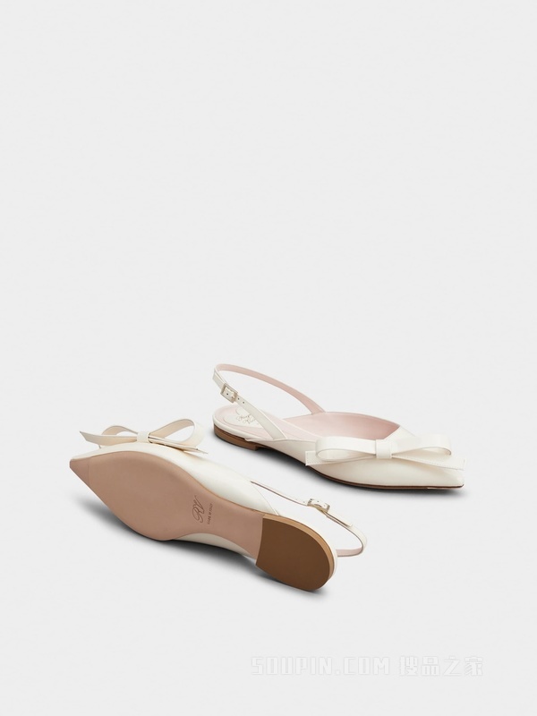 Slingback Bow Ballerinas in Patent Leather 奶油色