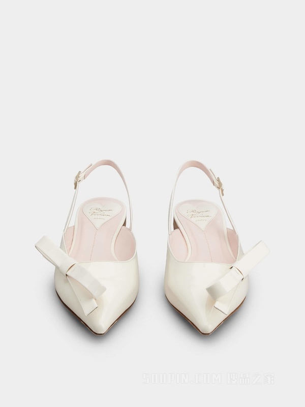 Slingback Bow Ballerinas in Patent Leather 奶油色