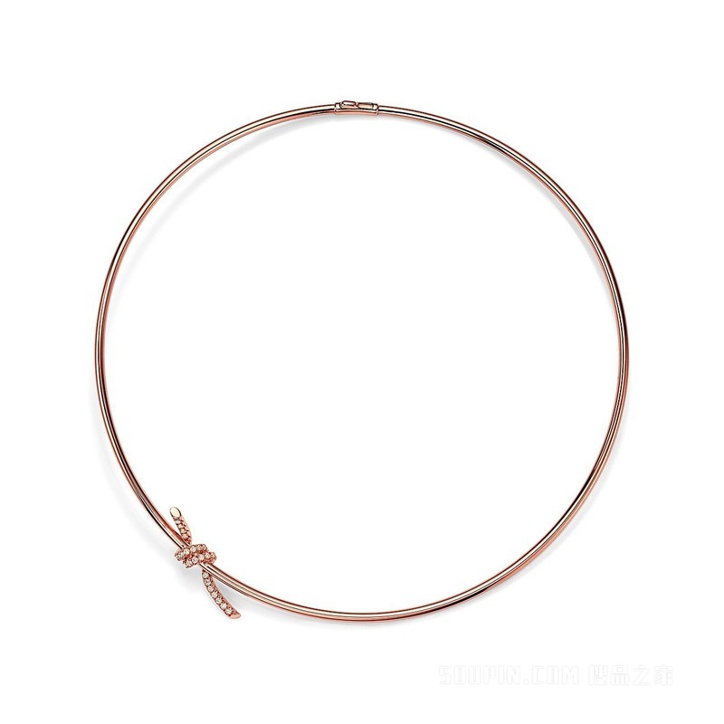 Tiffany Knot 系列 18K 玫瑰金镶钻项链
