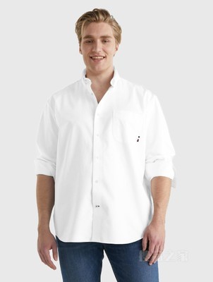 23新款春季男装牛津纺商务休闲尖角扣贴袋长袖衬衫30910