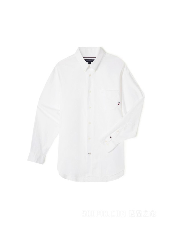 23新款春季男装牛津纺商务休闲尖角扣贴袋长袖衬衫30910