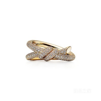 Tiffany Knot 系列 18K 黄金镶钻双行戒指