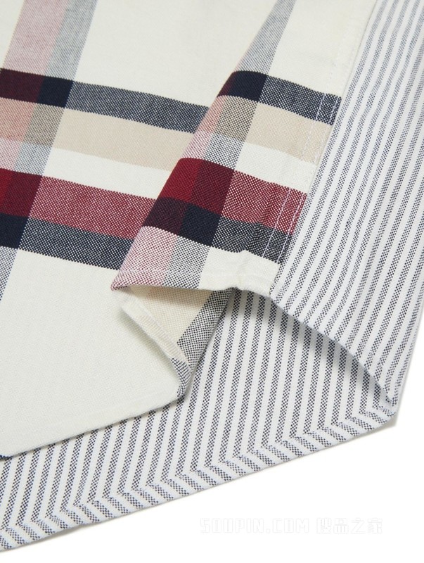 23新款早秋男装纯棉牛津纺格纹拼接宽松衬衫外套MW0MW31870