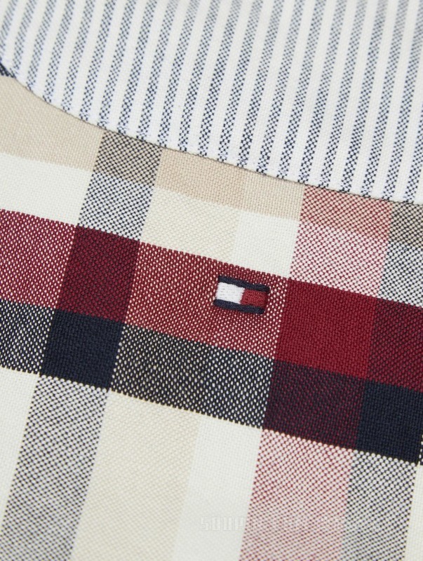 23新款早秋男装纯棉牛津纺格纹拼接宽松衬衫外套MW0MW31870