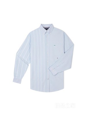 23新款早秋男装纯棉牛津纺粗细条纹拼接宽松衬衫外套32405