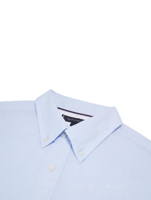 23新款早秋男装舒适棉麻竹节小绣标合身短袖衬衫MW0MW31786