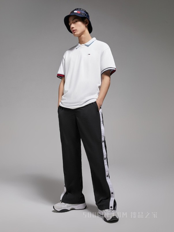 23新款春夏男装纯棉小绣标拼色袖口宽松短袖T恤DM0DM16328