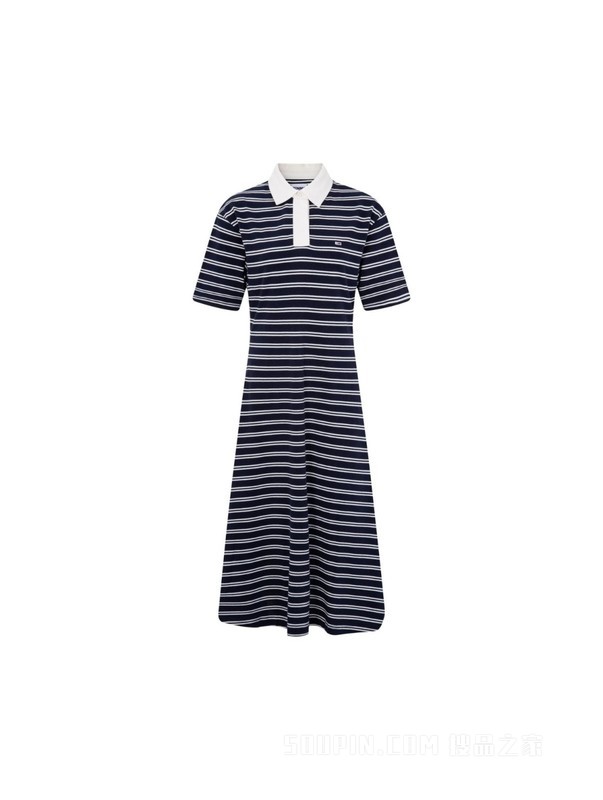23新款春夏女装纯棉撞色小绣标A字宽松POLO连衣裙15564