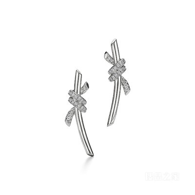 Tiffany Knot 系列 18K 白金镶钻耳环