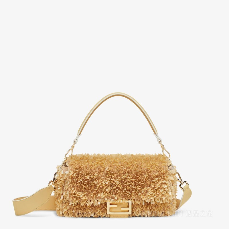 Baguette 沙色皮革和亮片手袋