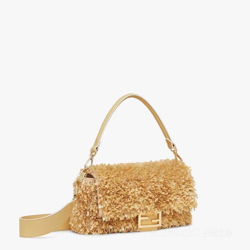 Baguette 沙色皮革和亮片手袋