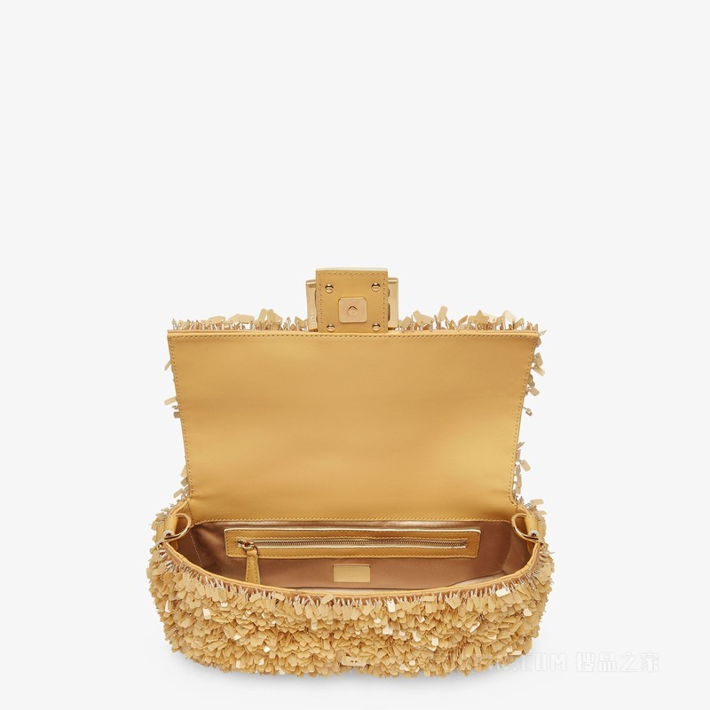 Baguette 沙色皮革和亮片手袋