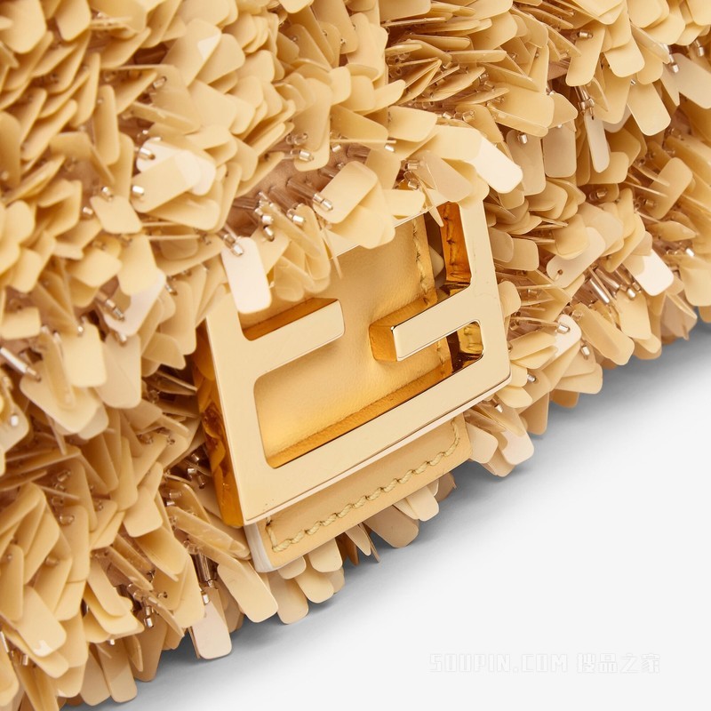 Baguette 沙色皮革和亮片手袋