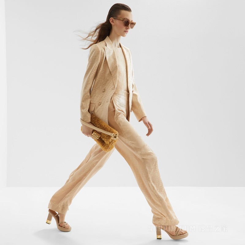 Baguette 沙色皮革和亮片手袋