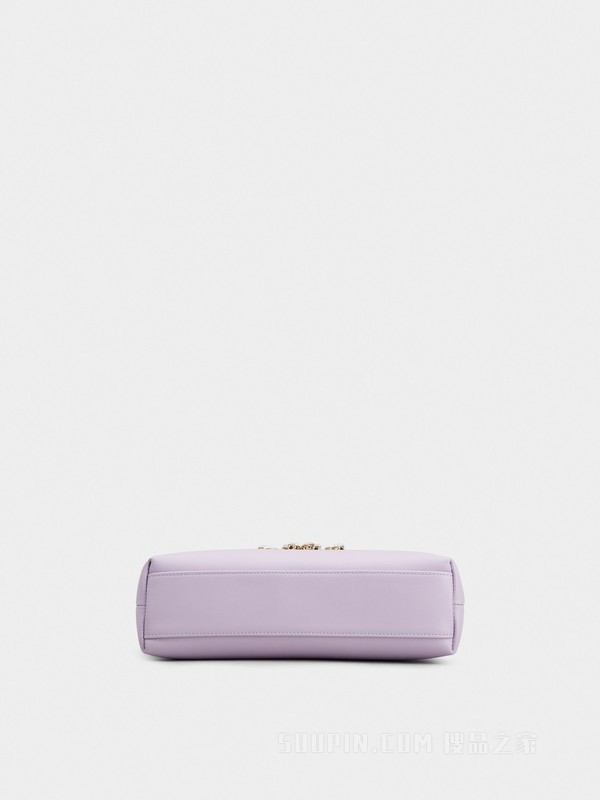 RV Nightlily Broche Vivier Buckle Mini Bag in Leather 紫色