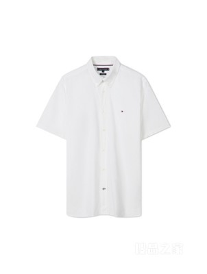 23新款春夏男装舒适棉麻简约绣标合身版短袖衬衫MW0MW31786