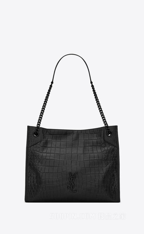 NIKI medium shopping bag in crocodile-embossed leather