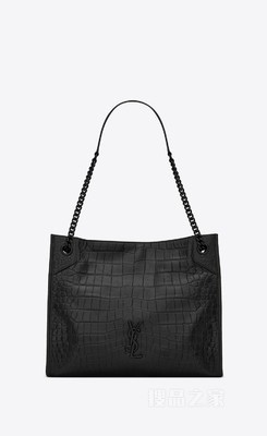 NIKI medium shopping bag in crocodile-embossed leather