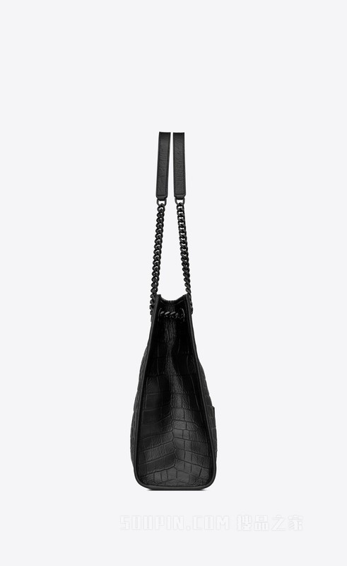 NIKI medium shopping bag in crocodile-embossed leather