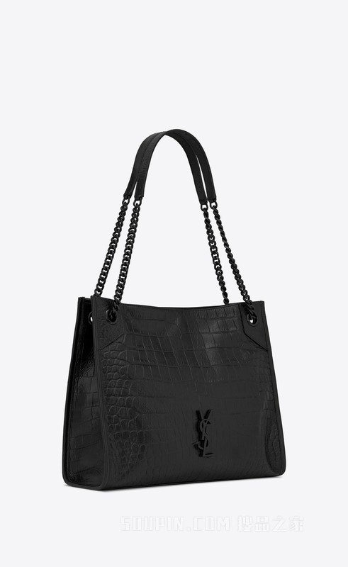 NIKI medium shopping bag in crocodile-embossed leather