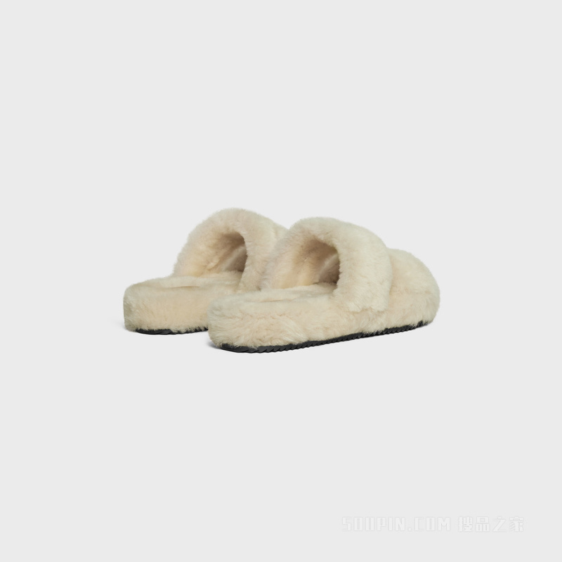 FUR SLIDES TRIOMPHE羊毛革露趾拖鞋 27653