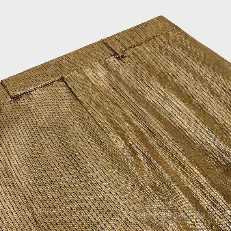 金银丝细条布喇叭裤 26408