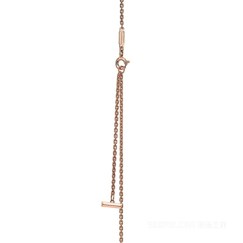 Tiffany T 系列 T1 18K 玫瑰金镶嵌铺镶钻石圈形项链