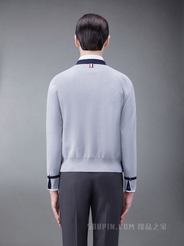 [早秋新品]男士棉质撞色 V 领开衫