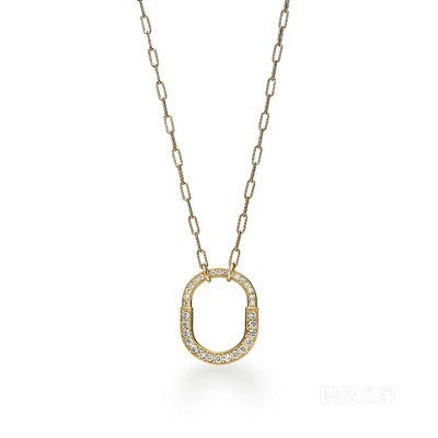 Tiffany Lock 系列 18K 黄金铺镶钻石项链，中号