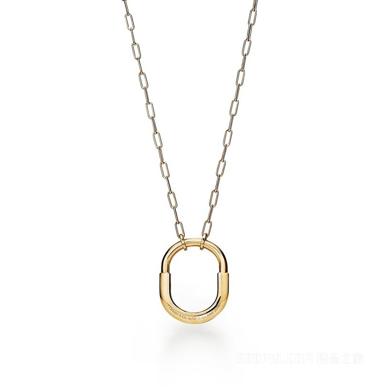 Tiffany Lock 系列 18K 黄金铺镶钻石项链，中号