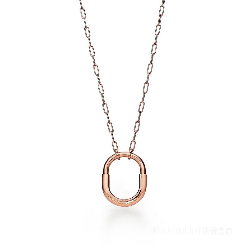 Tiffany Lock 系列 18K 玫瑰金铺镶钻石项链，中号