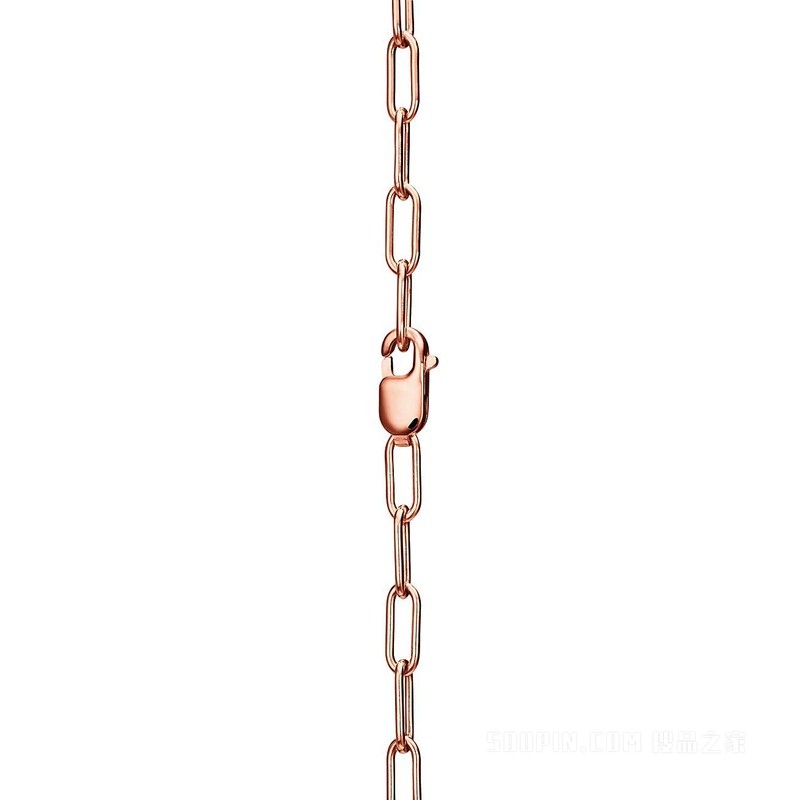 Tiffany Lock 系列 18K 玫瑰金铺镶钻石项链，中号