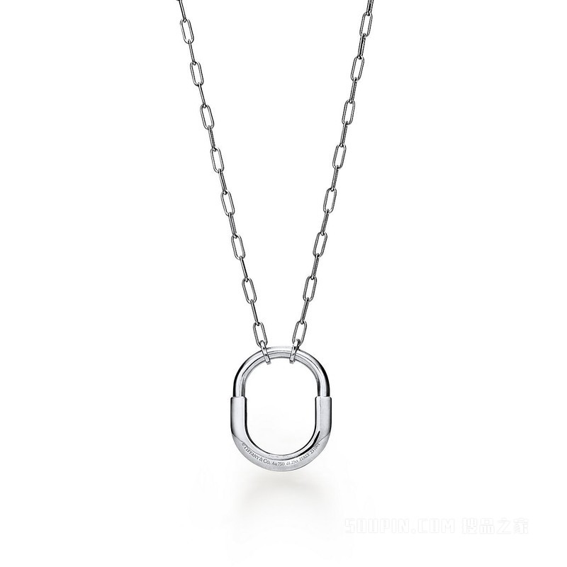 Tiffany Lock 系列 18K 白金铺镶钻石项链，中号