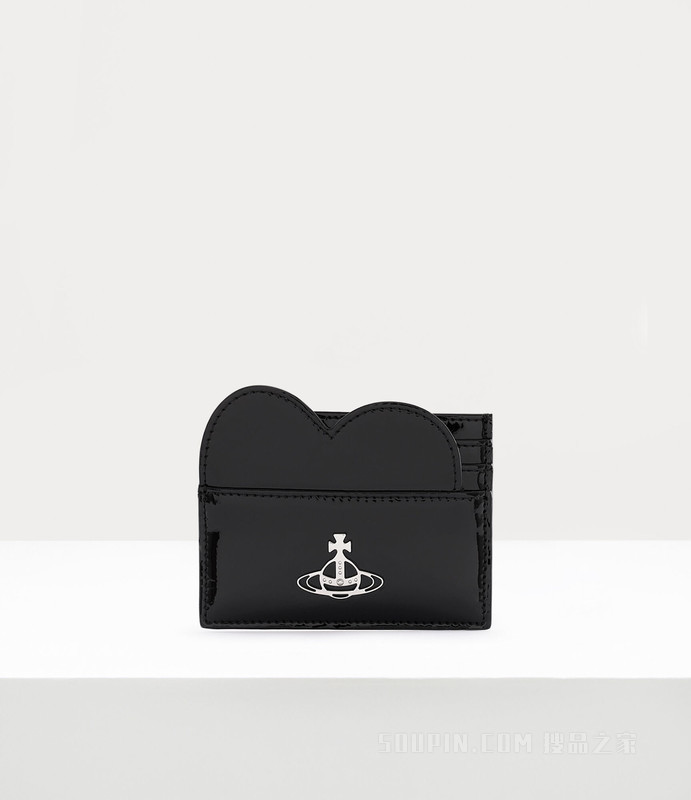 Shiny Patent Heart Card Holder