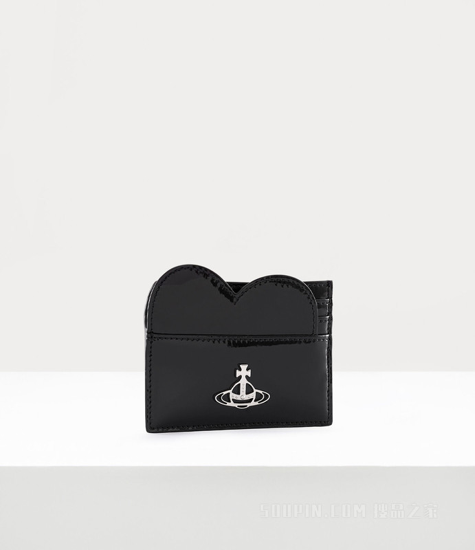 Shiny Patent Heart Card Holder