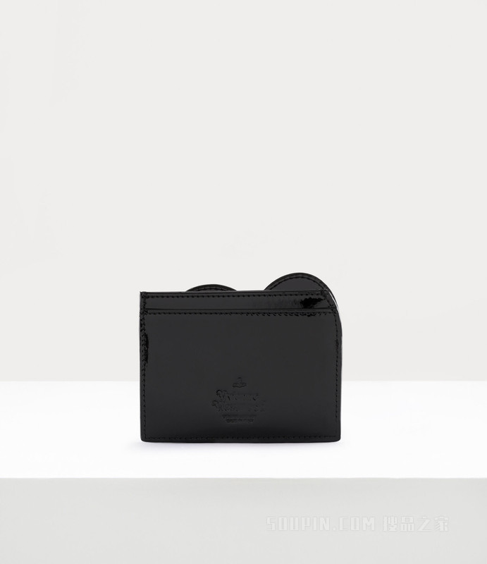 Shiny Patent Heart Card Holder
