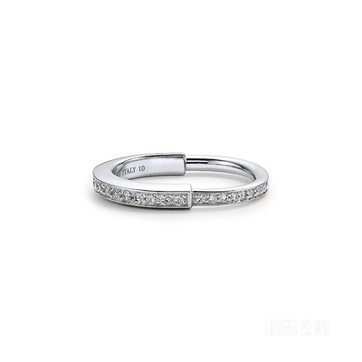 Tiffany Lock 系列 18K 白金铺镶钻石戒指