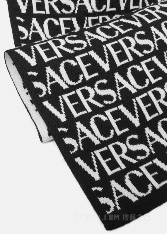 Versace Allover罗纹针织围巾