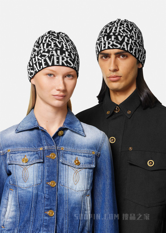 Versace Allover罗纹针织帽