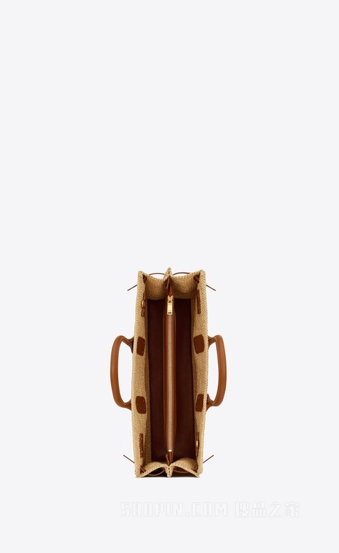 SAC DE JOUR中号拉菲草和植鞣皮革柔软手袋