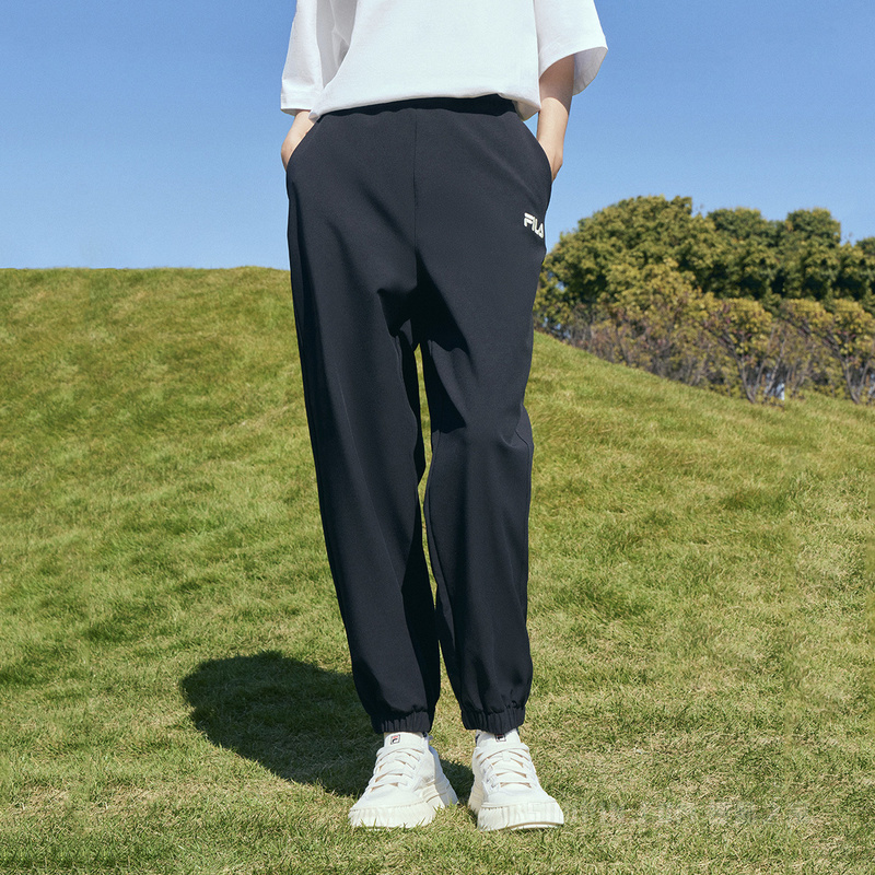 女子时尚休闲宽松束脚梭织长裤