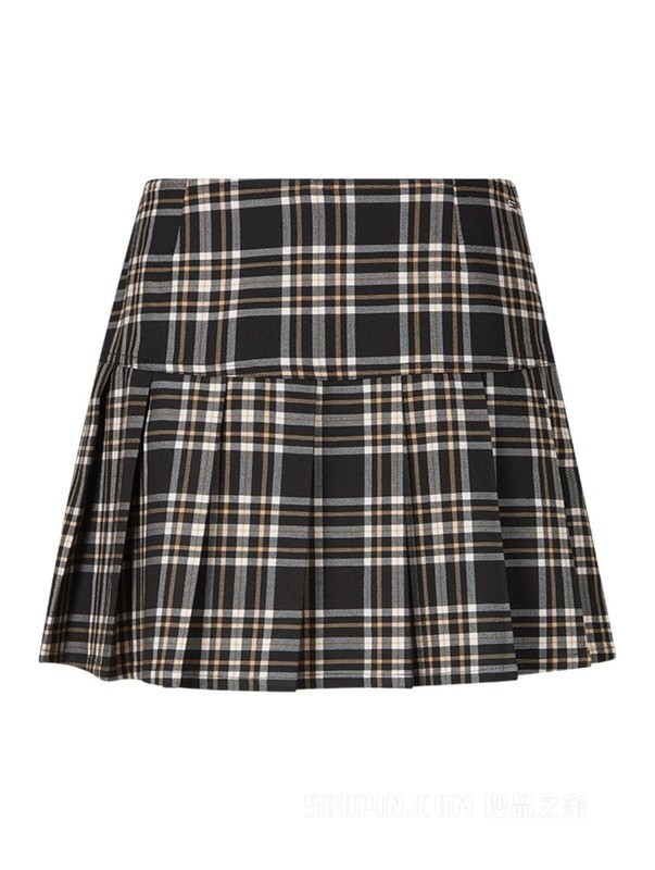23新款秋季女装小绣标复古格纹百褶迷你短裙DW0DW16515