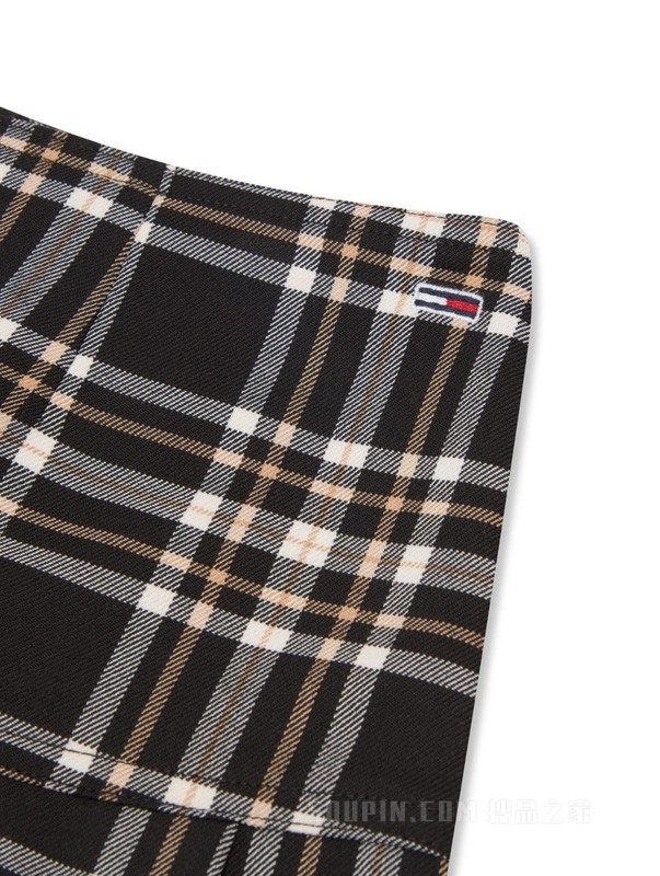 23新款秋季女装小绣标复古格纹百褶迷你短裙DW0DW16515