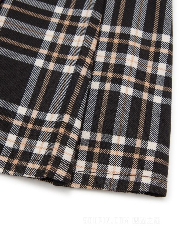 23新款秋季女装小绣标复古格纹百褶迷你短裙DW0DW16515