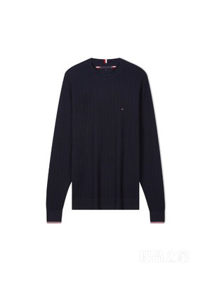 23新款秋冬男装纯棉简约小绣标拼色镶边合身版针织衫02550